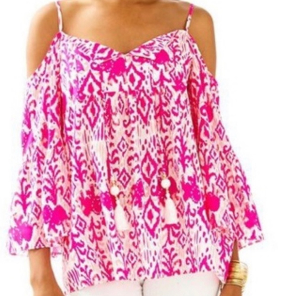 Lilly Pulitzer Alanna Top in Tons of Fun in pinks and white